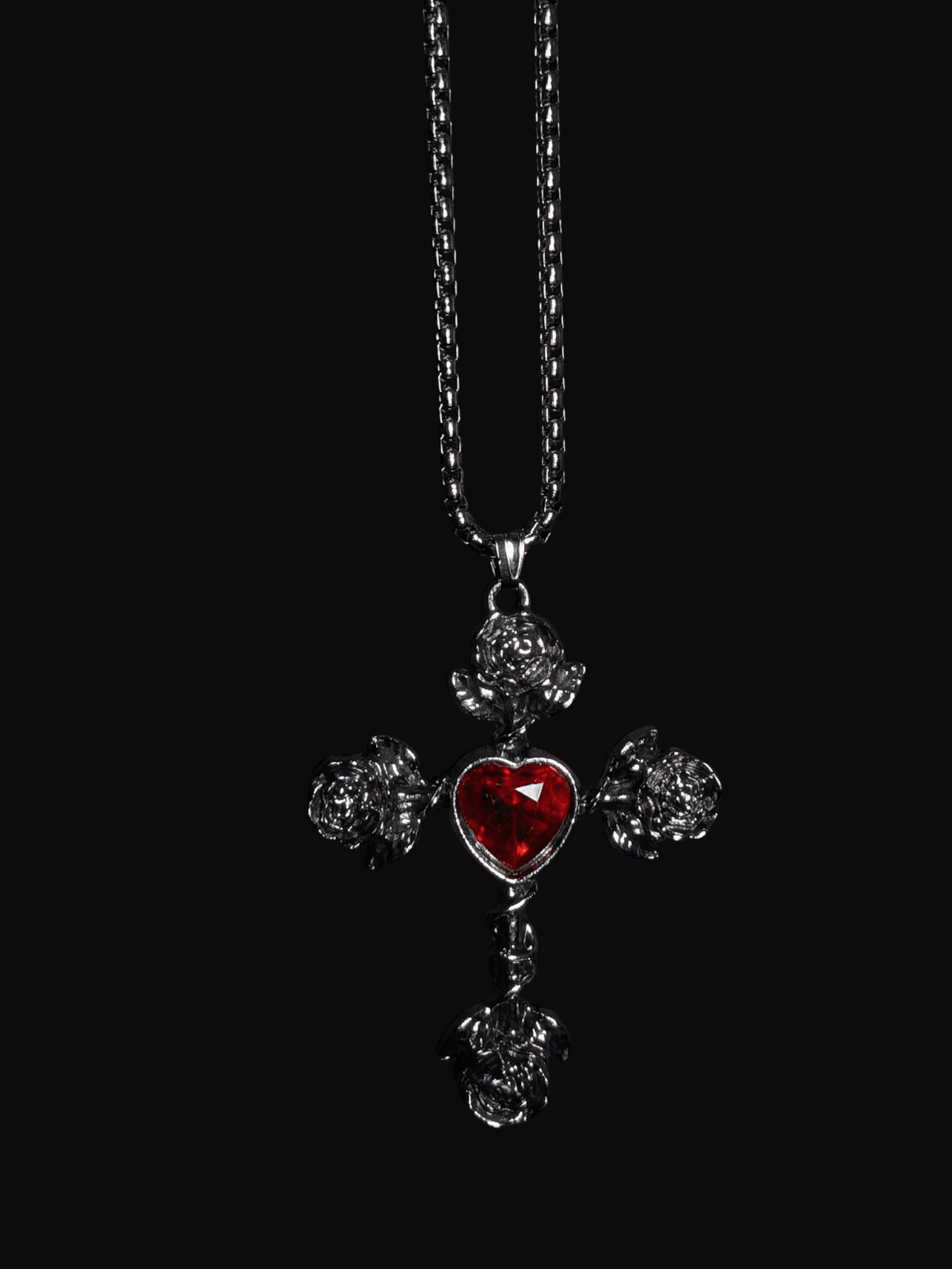 Red Rose Cross Charm