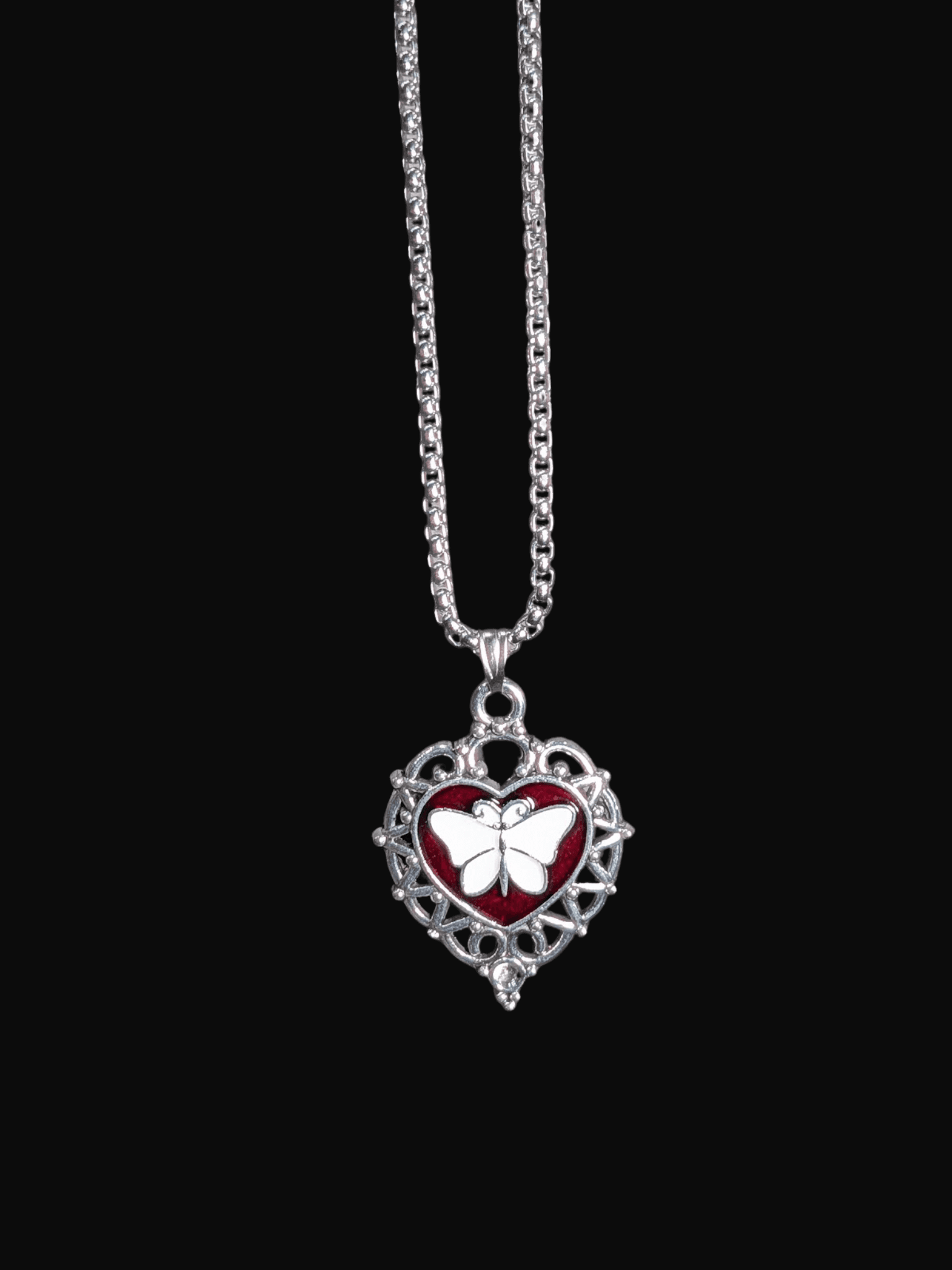 Red Heart Butterfly Charm